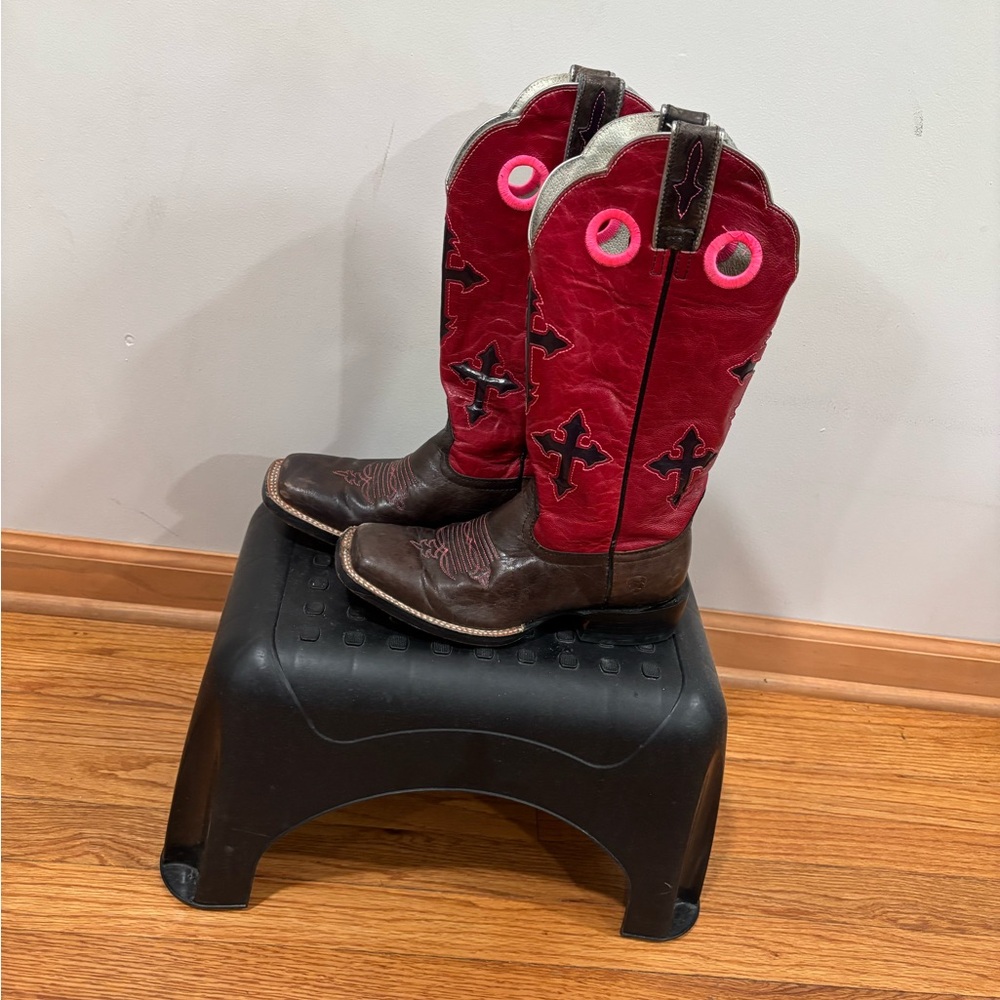 Ariat Red and Brown Lace Up Boots